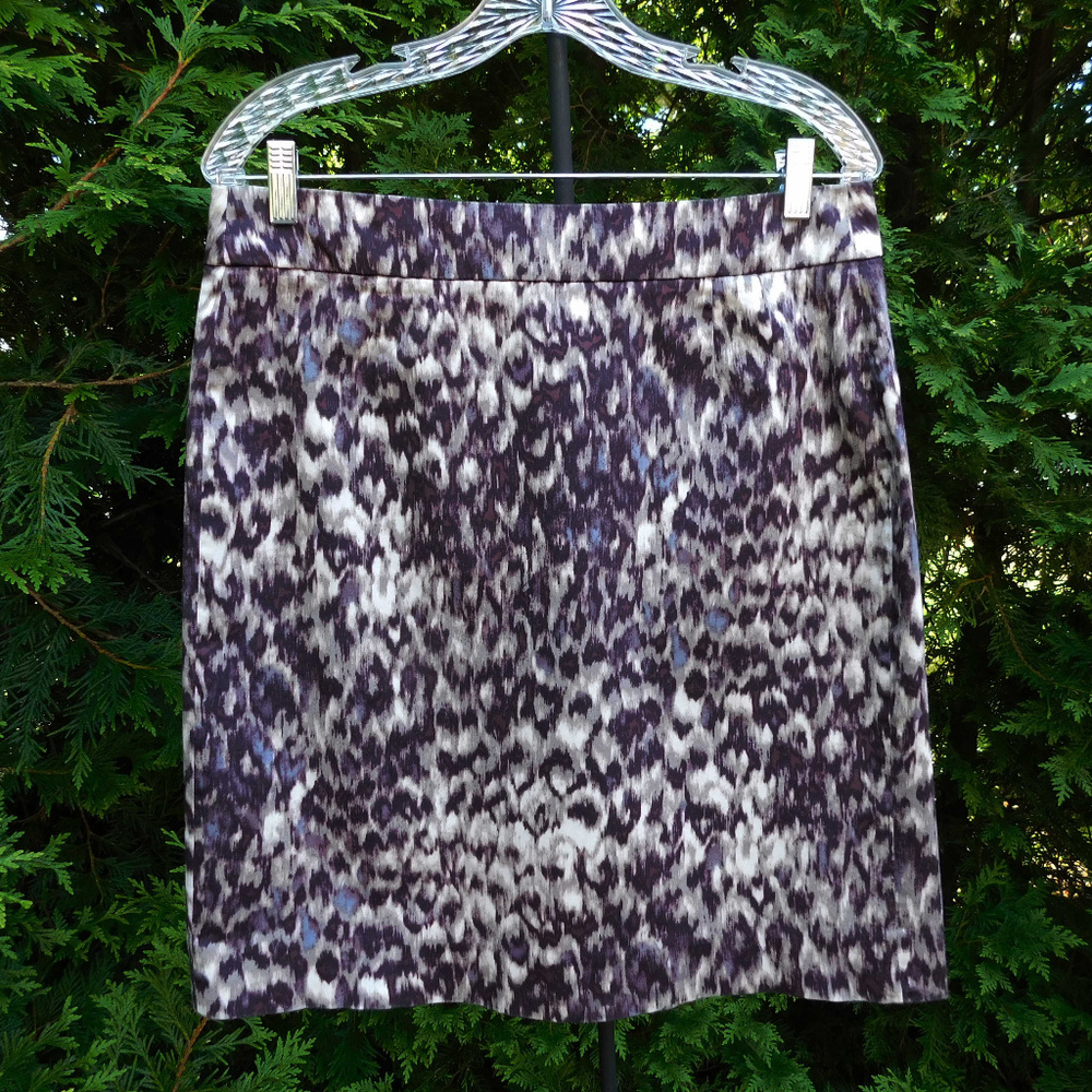 J. Crew Stretch Cotton Sateen Animal Print Pencil Skirt